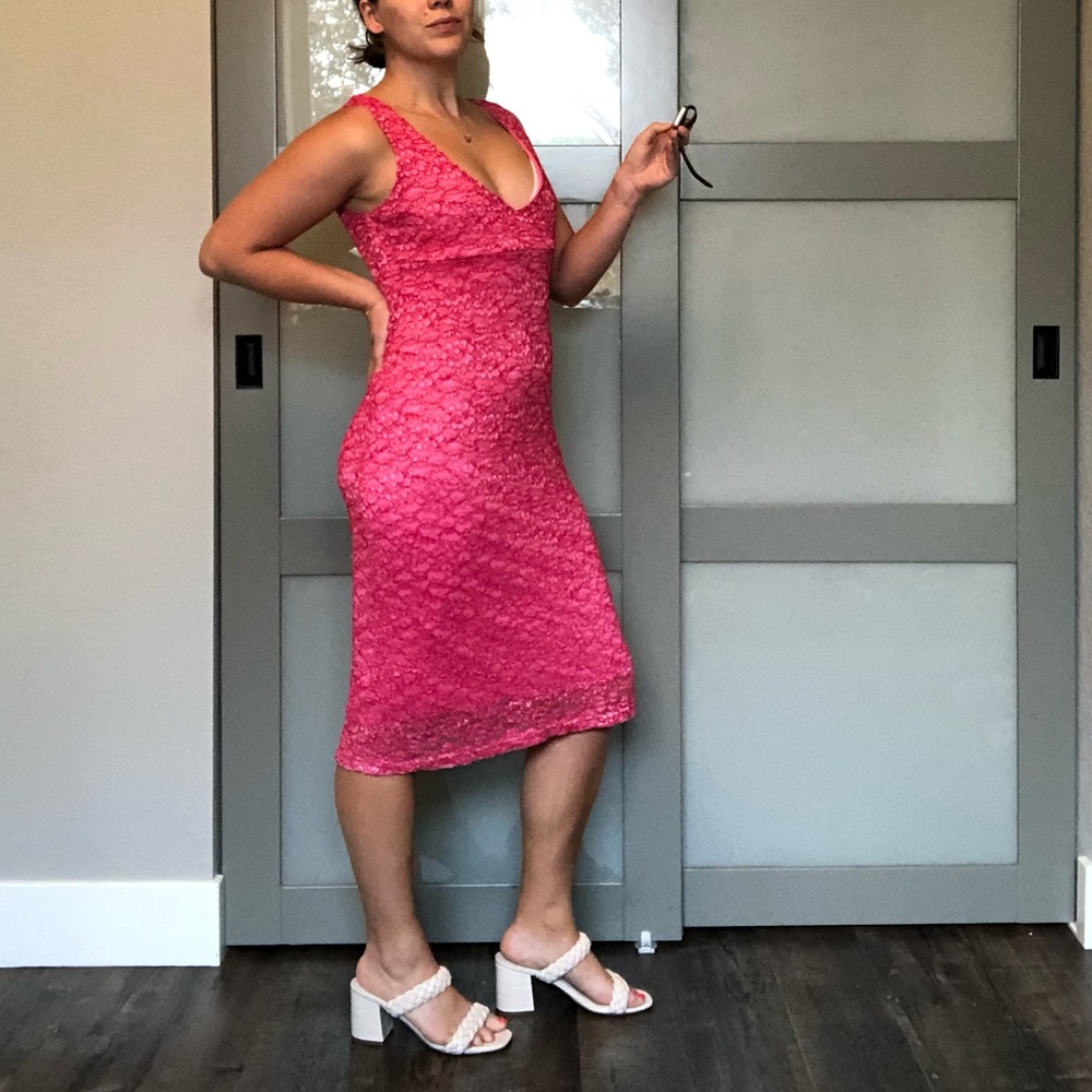 Y2K Pink sexy midi dress by Fredericks of Hollywood, size large